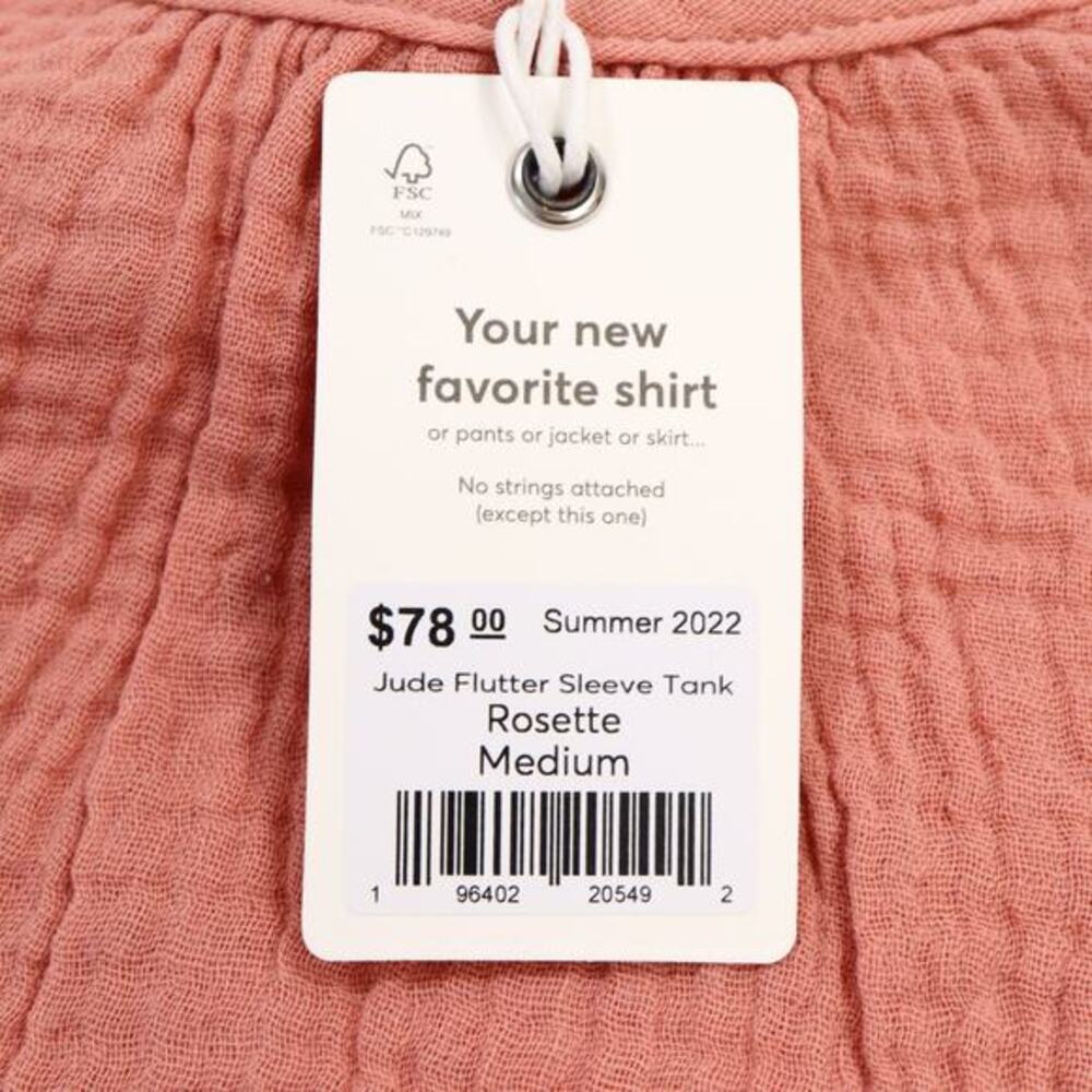 NWT Marine Layer Jude Flutter Sleeve Tank M Rosette 100% Cotton Gauzy Beach Boho - Picture 7 of 10